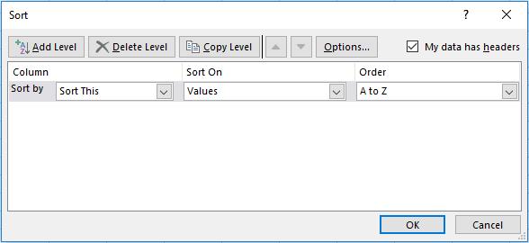 Chức năng SORT trong Excel – Cách sắp xếp dữ liệu từ trái sang phải