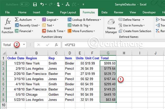 Cách đặt tên cho ô hoặc vùng dữ liệu Excel