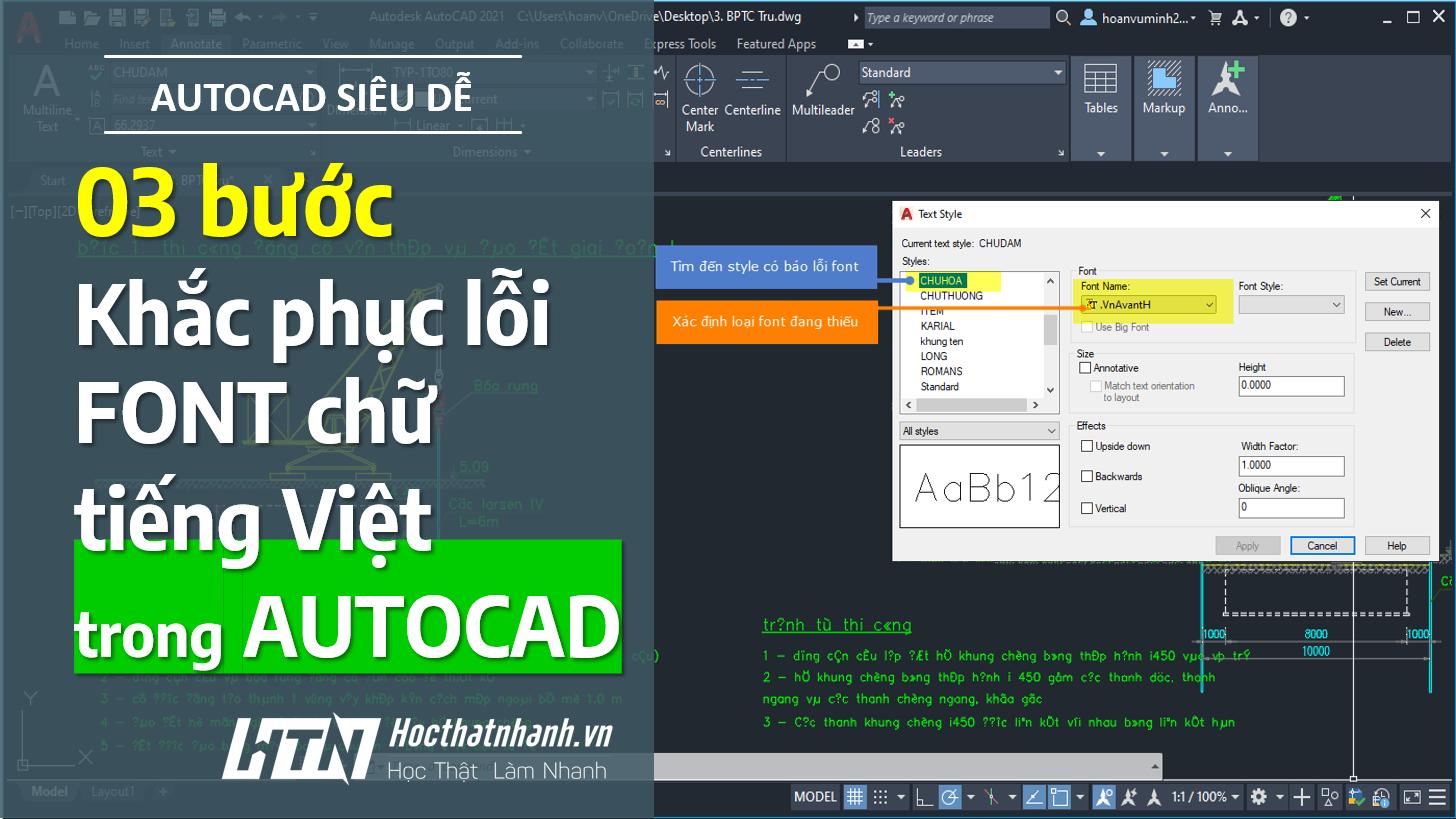 Khắc phục lỗi font CAD chữ tiếng Việt