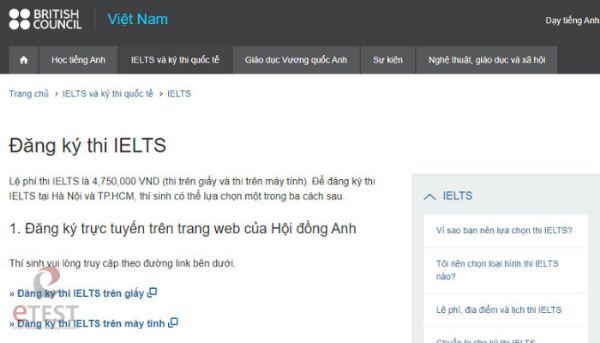 Đăng ký thi IELTS tại Hội đồng Anh (British Council)