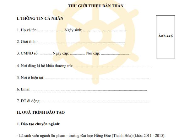 Mẫu thư giới thiệu bản thân xét tuyển đại học