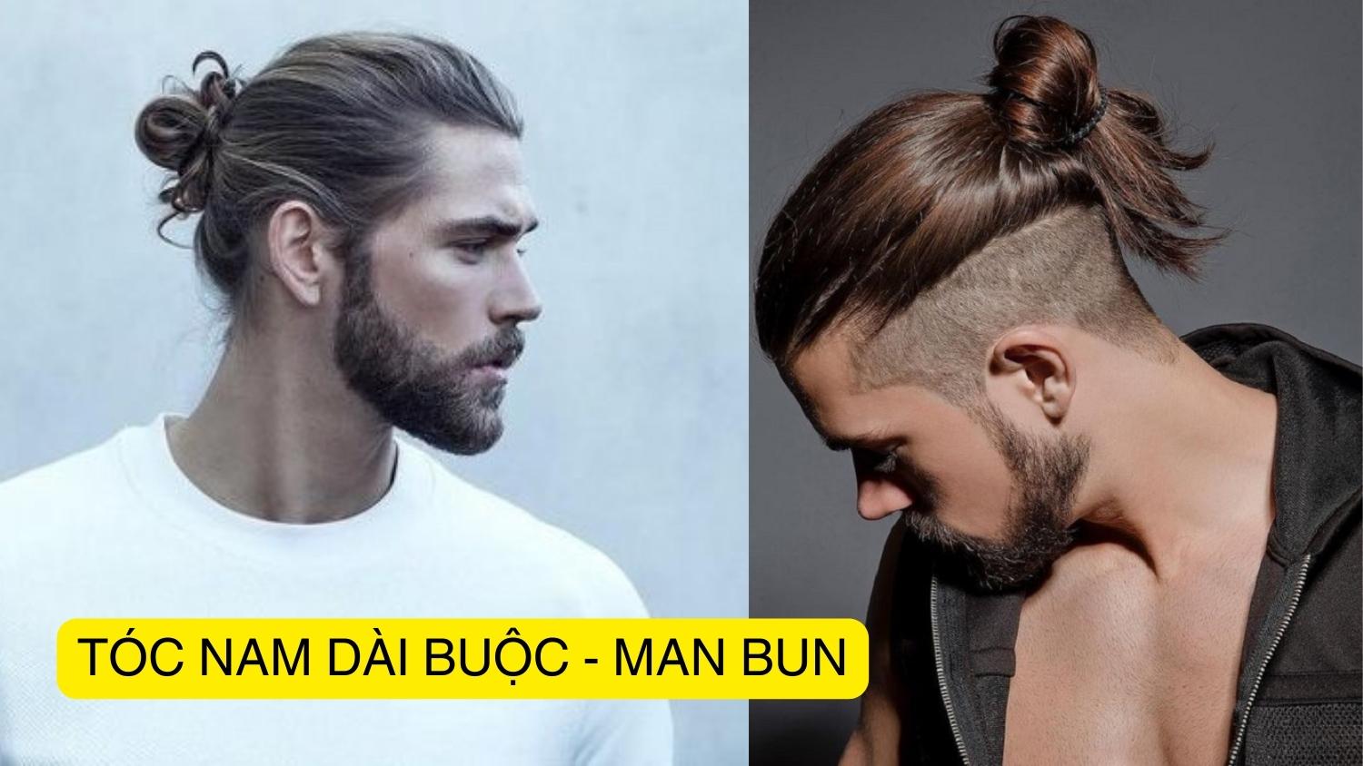 tóc nam dài buộc - man bun